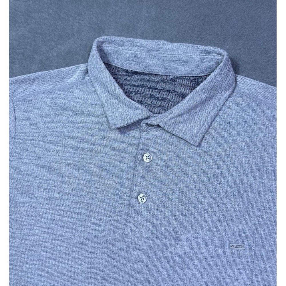 Vuori Polo Shirt Mens S Light Gray Knit Performance Pocket Athleisure Stretch
